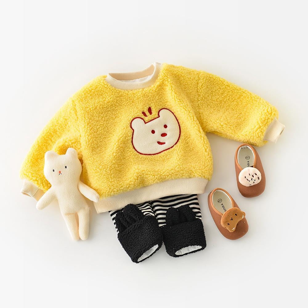 Polar Bear Patch Plush Top - MomyMall Yellow / 6-12 Months