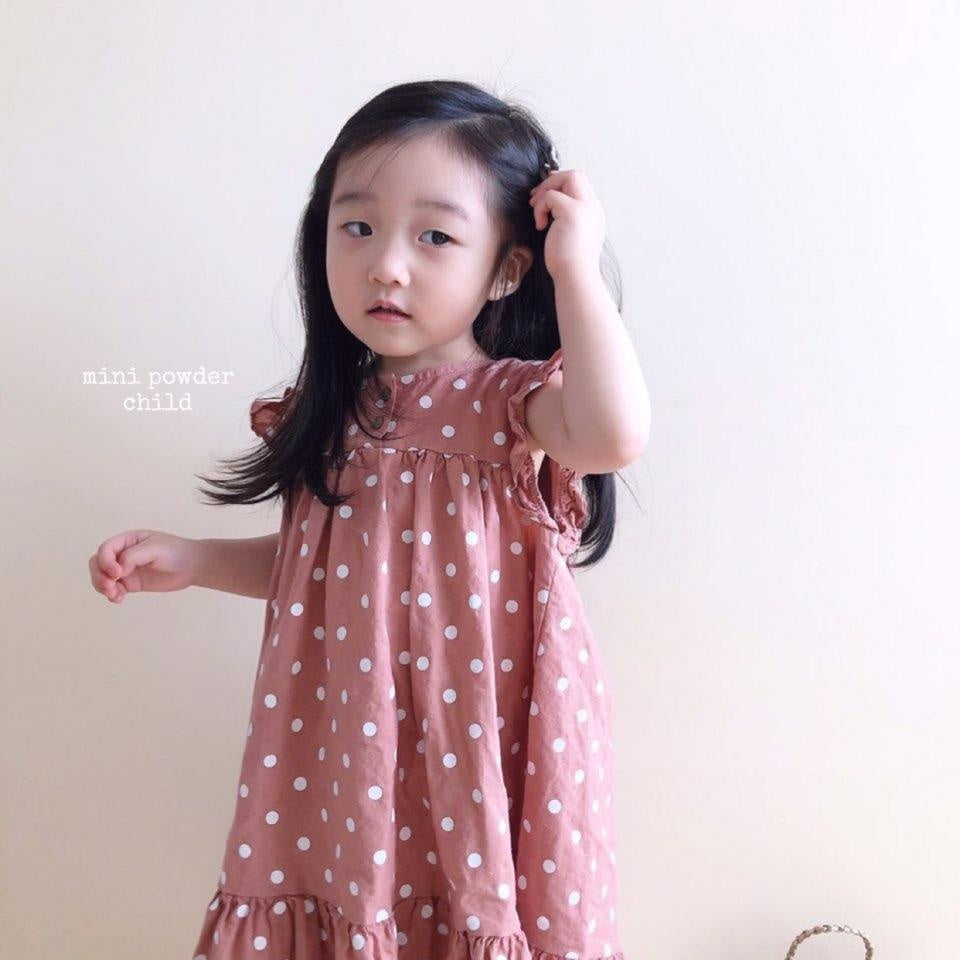 Polka Dot Linen Long Dress - MomyMall