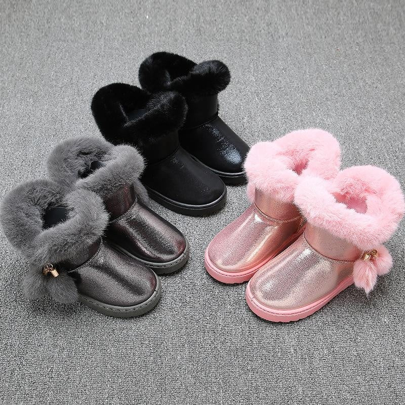 Bottes d'hiver en peluche à pompons