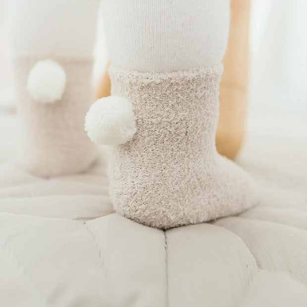 Pompom Plush Winter Baby Socks [Set of 3] - MomyMall