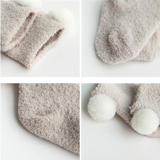 Pompom Plush Winter Baby Socks [Set of 3] - MomyMall