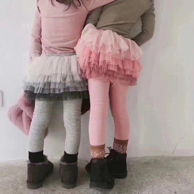 Gradient Tutu Plush Skirt Leggings