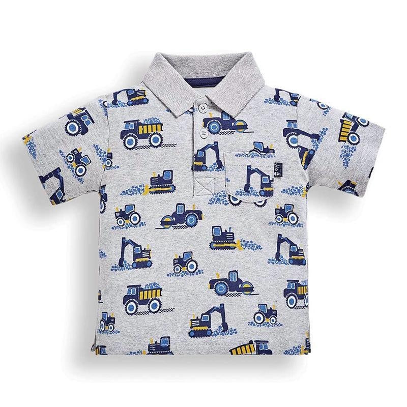 Printed Excavator Polo Shirt - MomyMall 2-3 Years / Grey