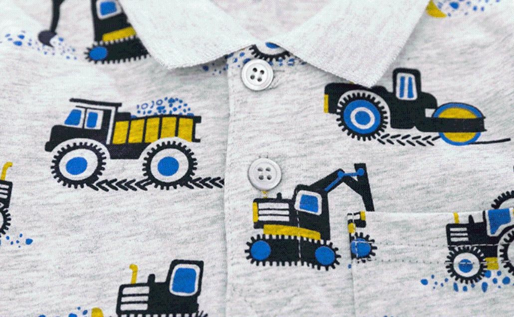 Printed Excavator Polo Shirt - MomyMall