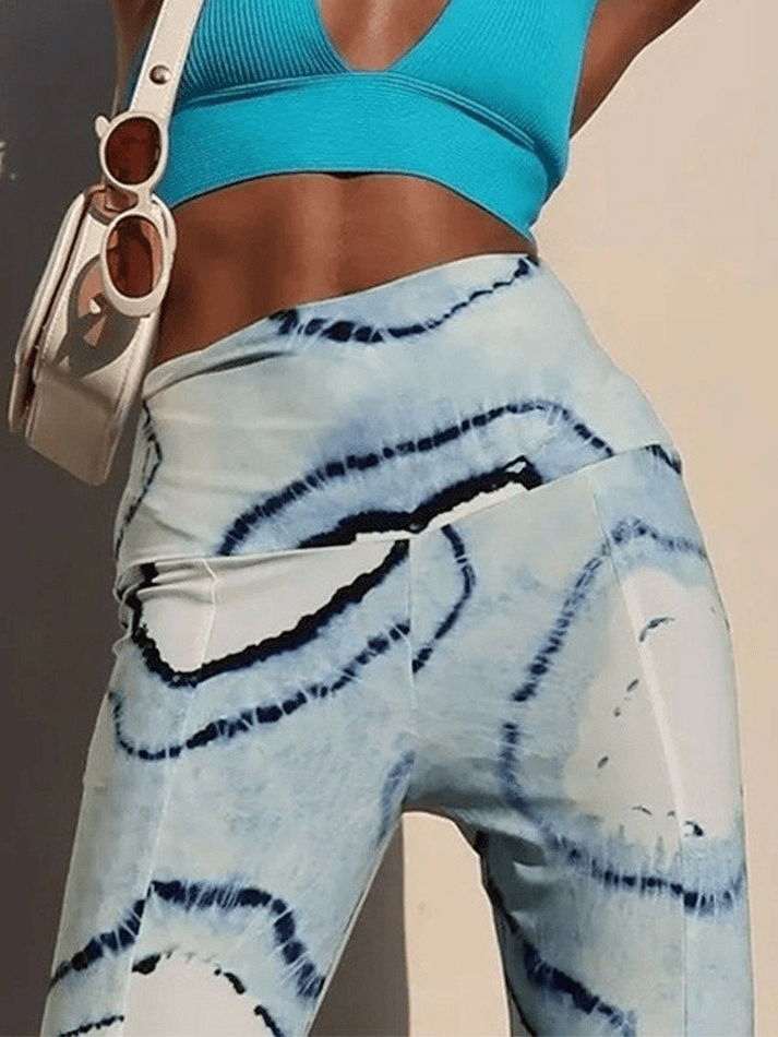 Printed High Waist Flare Leg Pants