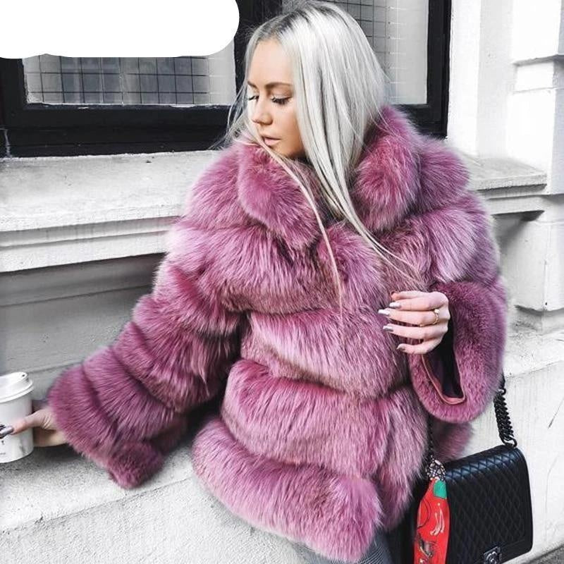 Faux Fur 5 Ring Winter Coat