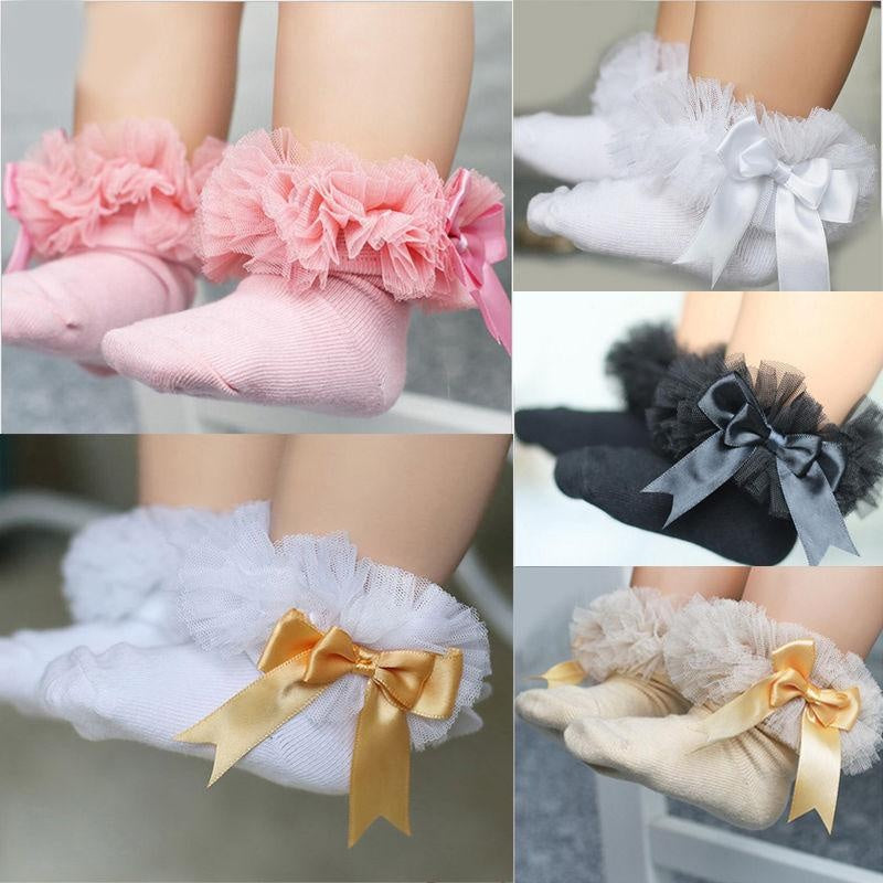 Frilly Bow Ankle Socks (7 Colors) - MomyMall