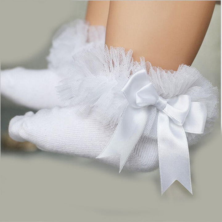 Frilly Bow Ankle Socks (7 Colors) - MomyMall
