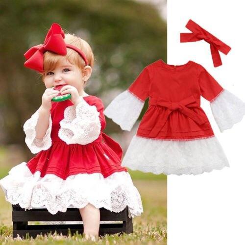 Girl Party Lace Christmas Dress With Headband - MomyMall