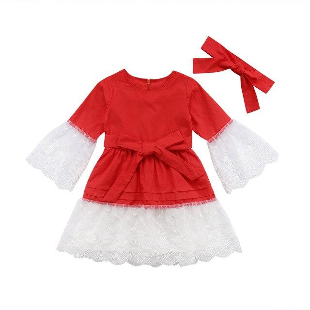 Girl Party Lace Christmas Dress With Headband - MomyMall