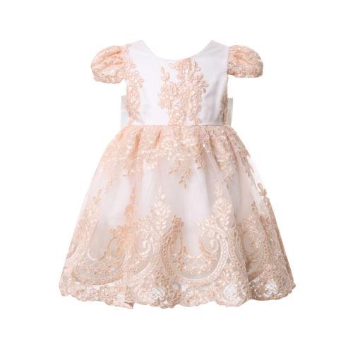 Girl Princess Flower Embroidered Bowknot Party Dresses 6M-4T - MomyMall