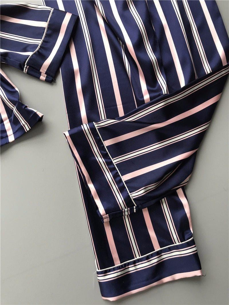 Striped Pyjamas - Satin Pyjamas - MomyMall