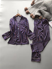 Striped Pyjamas - Satin Pyjamas - MomyMall