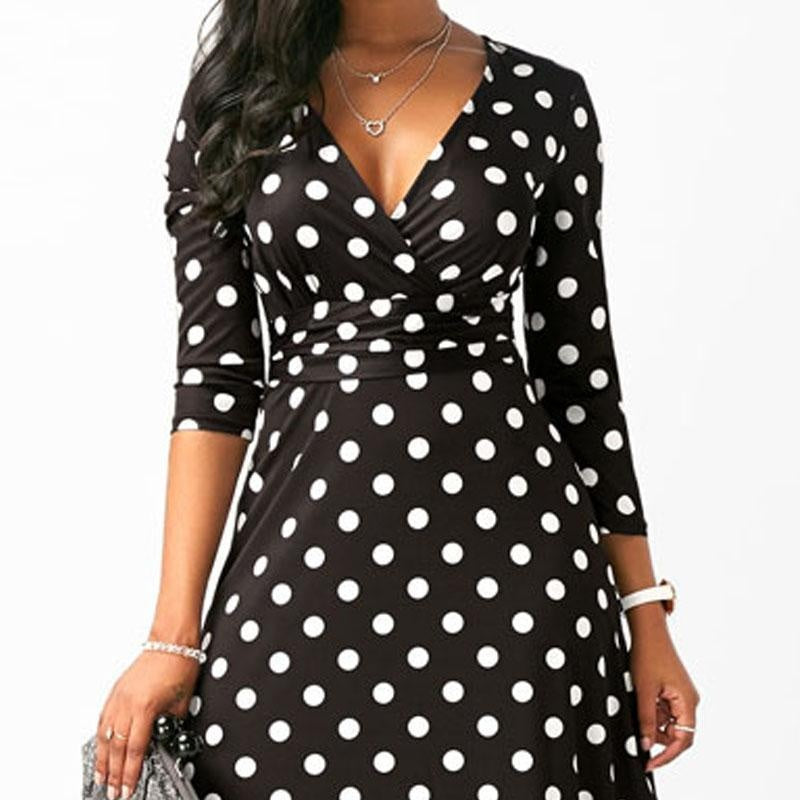 Fun Polka Dot Dress - Long Sleeve Maxi - MomyMall