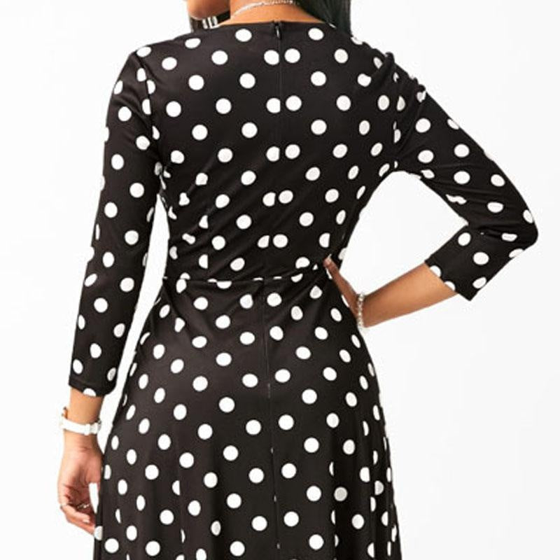 Fun Polka Dot Dress - Long Sleeve Maxi - MomyMall