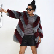 Luxury Faux Fur Contrast Panelled Coat - Plus Size Winter Coat