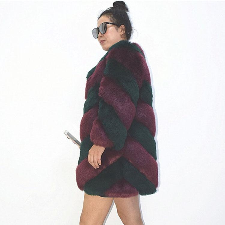 Luxury Faux Fur Contrast Panelled Coat - Plus Size Winter Coat