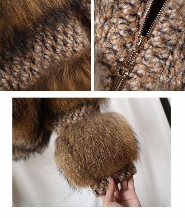 Faux Fur Panel Coat - Short Style Bubble Coat