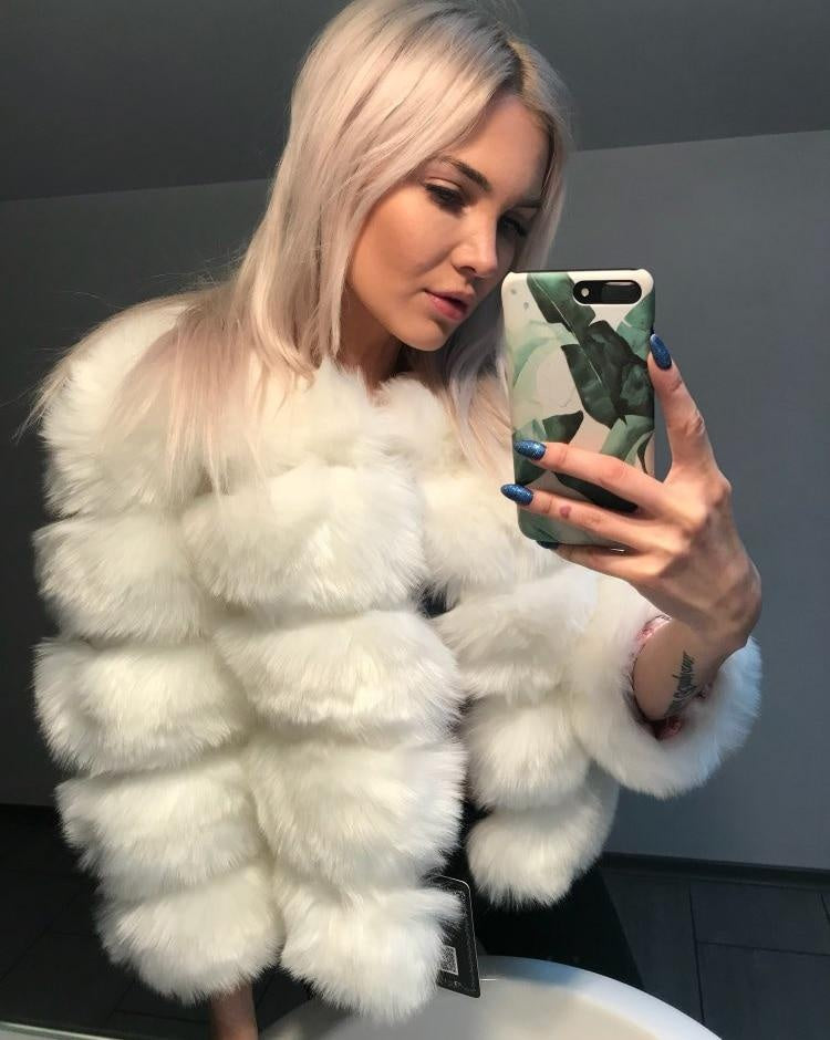 Faux Fur Coat - 5 Ring Bubble Style