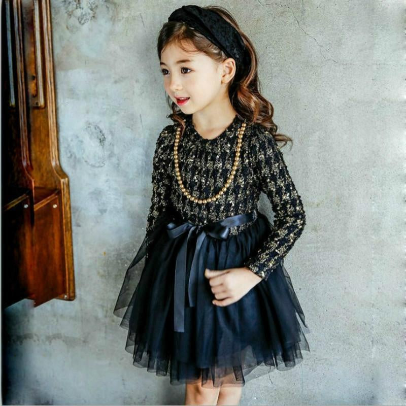 Girls Lace Princess Tutu Formal Long-sleeve Pageant Dress - MomyMall