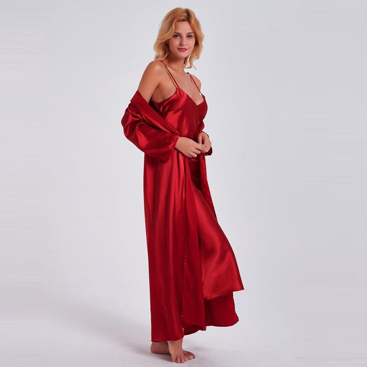 Maxi Satin Cami Nightdress With Matching Robe - MomyMall
