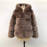 Hooded Winter Faux Fur Coat - Plus Size Faux Fur Coat