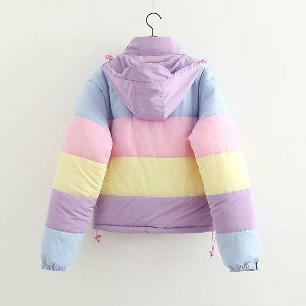 Rainbow Stripe Puffer Jacket