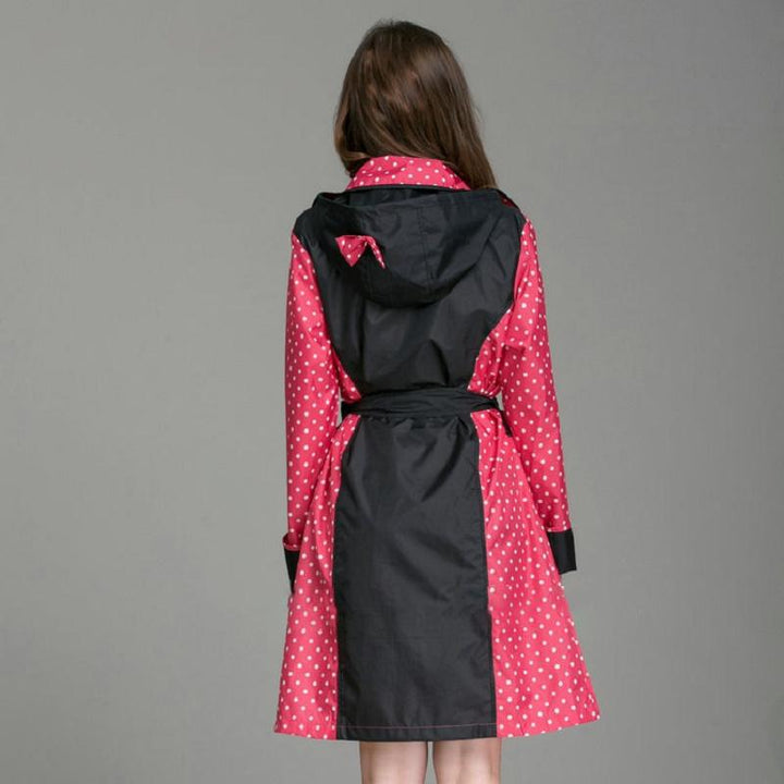 Double Breasted Polka Dot Raincoat With Belt