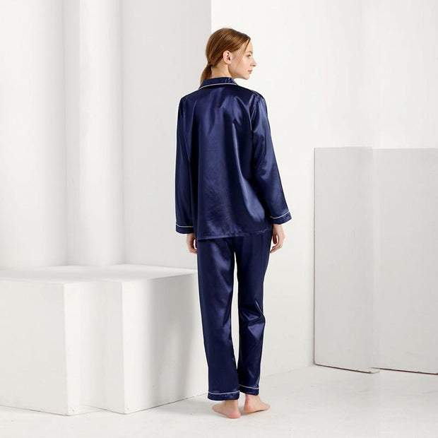 Plus Size Satin Long Sleeve Pyjama Set
