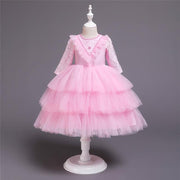 Baby Girl Lace Princess Wedding Party Elegant Dresses - MomyMall pink / 6-12M