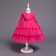 Baby Girl Lace Princess Wedding Party Elegant Dresses - MomyMall rose / 6-12M