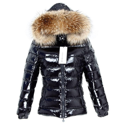 Luxury High Shine Puffer Jacket with Faux Fur Hood