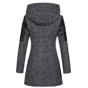 Grey Winter Windproof Coat - Hooded Wool Coat