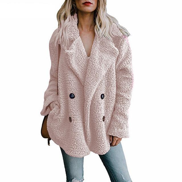 Faux Fur Coat - Teddy Double Breasted