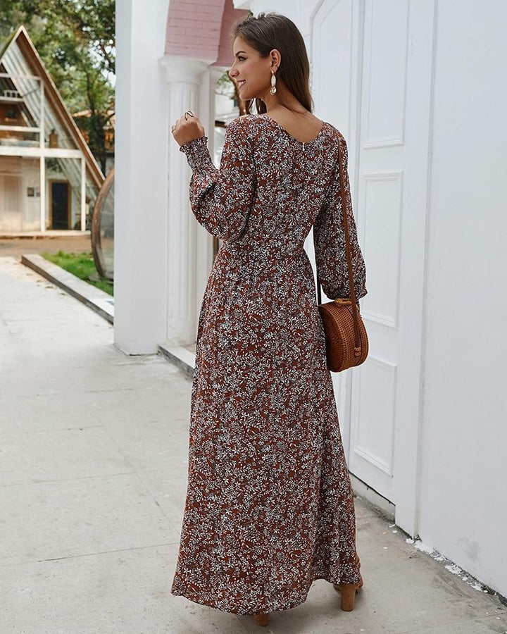 Floral Long Sleeve Maxi Dress - MomyMall