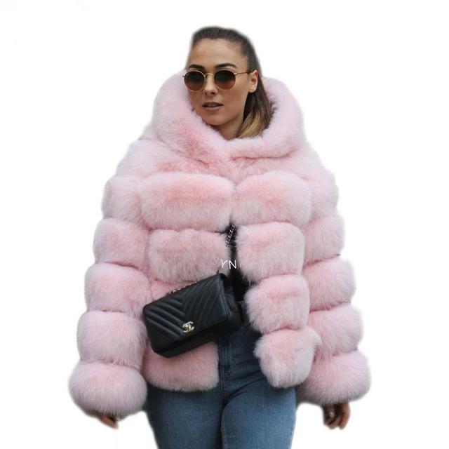 Hooded Faux Fur Panel Coat