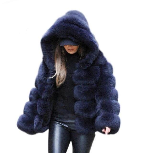 Hooded Faux Fur Panel Coat