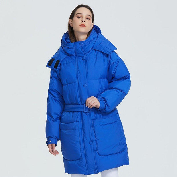 Puffer Coat With Oversized Pockets and Belt
