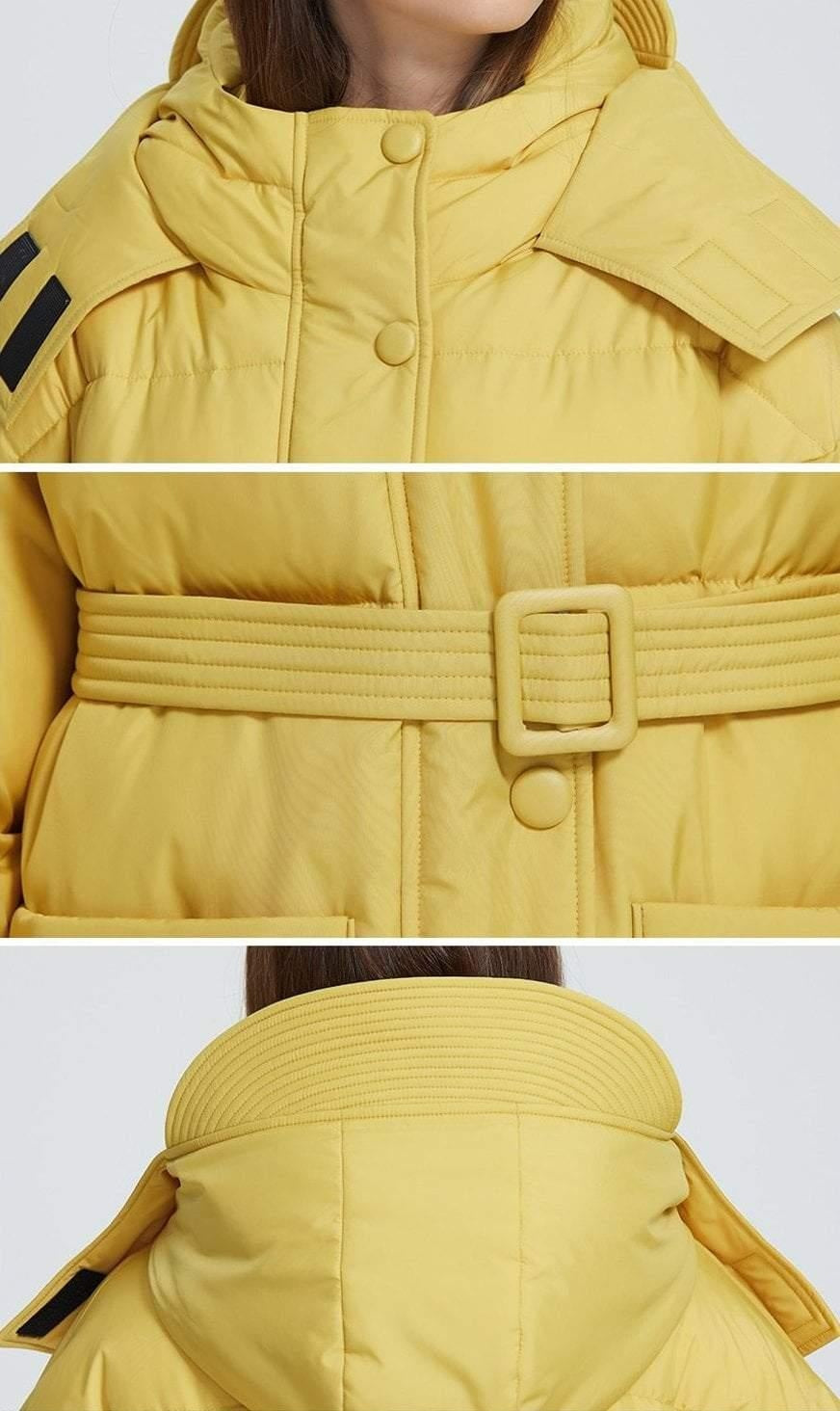 Puffer Coat With Oversized Pockets and Belt