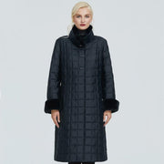 Quilted Coat With Faux Fur Trim