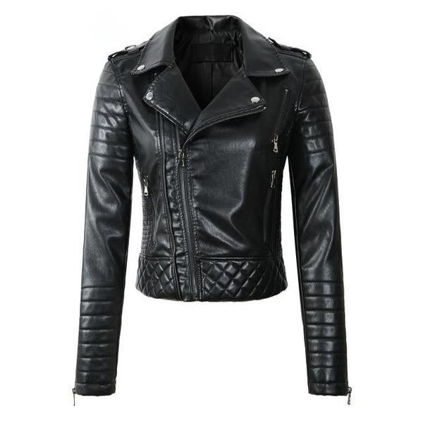 Faux Leather Jacket - Zipper Detailed