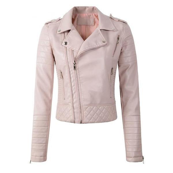 Faux Leather Jacket - Zipper Detailed