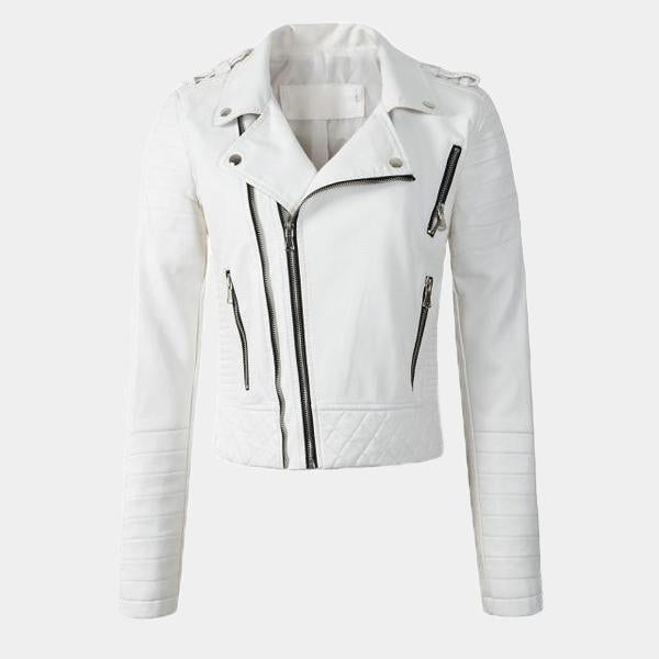 Faux Leather Jacket - Zipper Detailed