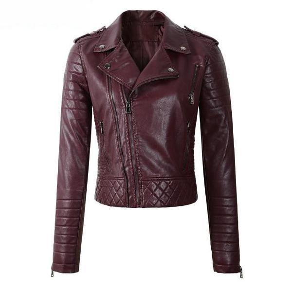 Faux Leather Jacket - Zipper Detailed