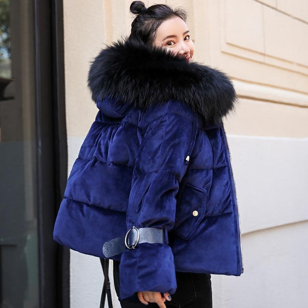 Velvet Coat - Winter Faux Fur Hooded Coat