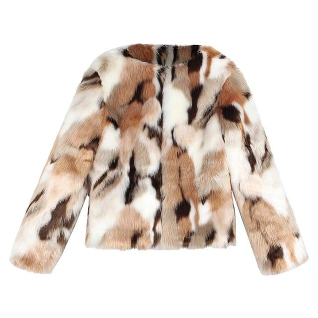 Multicolour Fluffy Faux Fur Short Coat