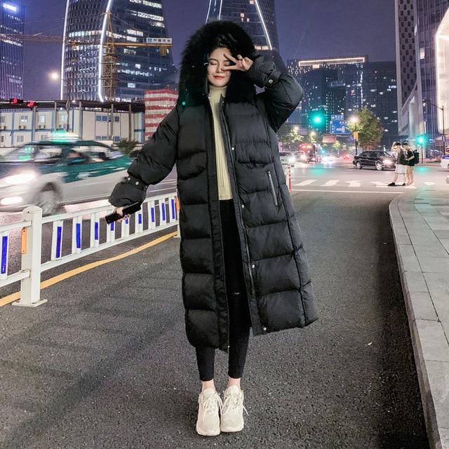 Oversized Ankle Length Winter Coat With Faux Fur Hood