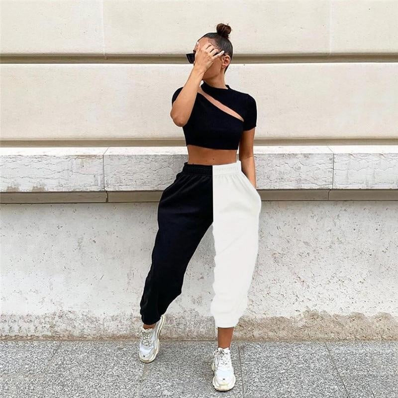 Oversized 90s High Waist Contrast Joggers