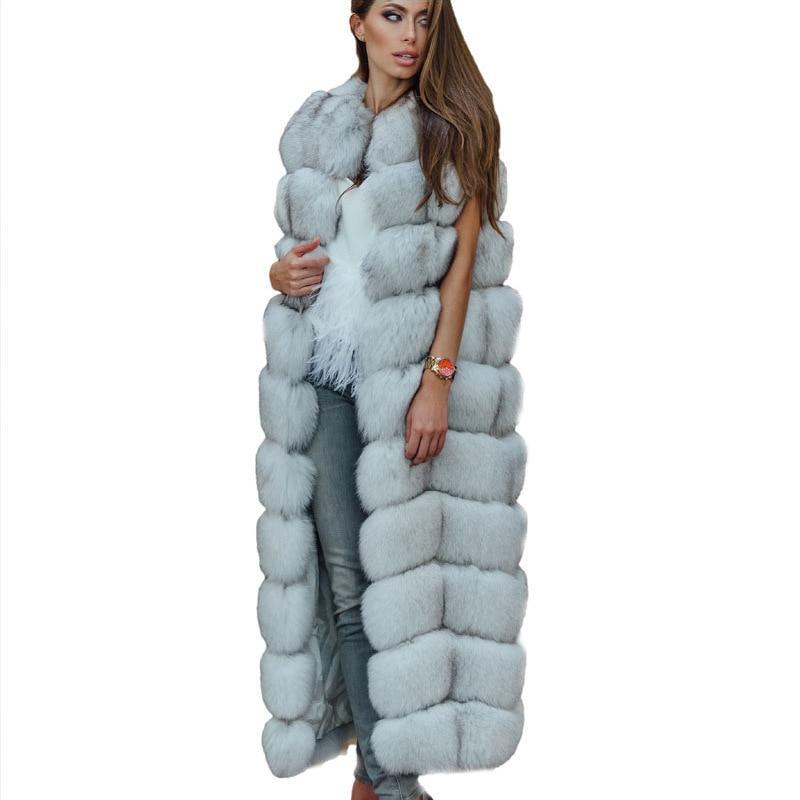 Luxury Extra Long Faux Fur Vest - Long Winter Faux Fur Gilet