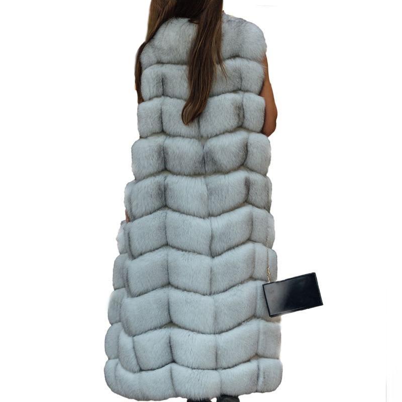 Luxury Extra Long Faux Fur Vest - Long Winter Faux Fur Gilet